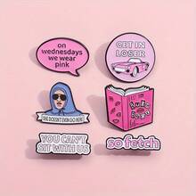 One Size Enamel Pin Brooch BURN BOOK Lapel Badge Cartoon Campus Movie Jewelry Friend Gift - Màu Hồng Tươi - Xem 3
