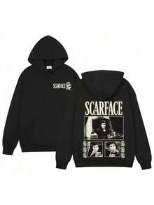 2026Classic Gangsters Movie Scarfaces Pullovers Tony Montana Al Pacino Graphic Hoodies Mens Women Clothing Cozy Oversized SweatshirtsLoose And Comfortable-Celebraciones Navideñas - 黑色 - 查看 1