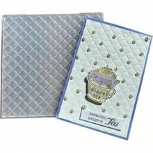 3D Square Plastic Embossing Folders Card Making, 3 D Plaid Background Embossing Folder Folders Template Stencils Scrapbooking Photo Album Decoration 6u201Cx6u201D - Diamond Grid Texture - View 4