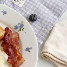 1pc Cute Ceramic Plate With Butterfly & Flower Pattern, Serving Dish, Household Dinner Plate, Cake Stand, Ceramic Dessert Plate, Pasta Plate, Breakfast Plate - Multicolor - View 5