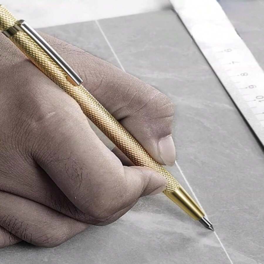 10 Uds.Herramienta de Marcado Scriber, Bolígrafos de Grabado de Aluminio con Hoja de Carburo de Tungsteno y Moleteado, para Marcar Cerámica Vidrio Metal (Oro) - aire - Ver 1