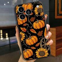 Funda protectora suave negra con patrón de calabaza creativa y moderna compatible con Apple 17 16 13 12 11 8 6 6S XS Plus Pro, funda de teléfono de borde recto, funda de smartphone, funda protectora de dispositivo, funda de teléfono artística, funda de teléfono a la moda, moldeo por inyección, carcasa duradera, funda protectora a prueba de golpes, funda protectora delgada, seguidor de , entusiasta de la tecnología - Colores mixtos - Ver 2