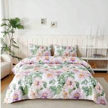 Juego de Funda Nórdica Estampado Floral - Beis - Ver 3