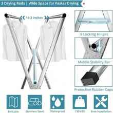 95 Inches Foldable Portable Indoor Outdoor Clothes Drying Rack With 20 Windproof Hooks Heavy Duty Stainless Steel Large Capacity Laundry Garment Rack For Home Use Ideal For Apartments And Balconies Space Saving Design For Efficient Clothing Drying - Silver - View 5