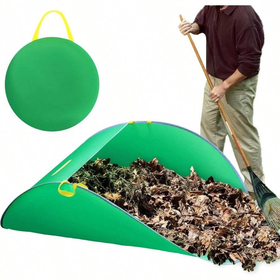 Leaf Collector, Portable Pop Up Leaf Bags, Foldable Leaf Pick Up Tools Patent Number D1005635, Reusable Yard Garden Bags For Leaves Lawn Trash - Green - View 1