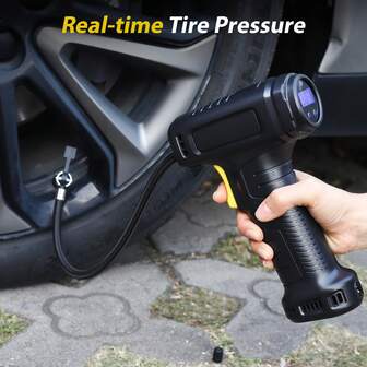 SUITU 便携式气泵，150PSI，无线/有线电动空气压缩机，智能汽车轮胎充气泵，7.4V/DC12V 2000mAh 锂离子电池手持式充气泵，配件齐全，适用于汽车、自行车和球类，是汽车配件/假日、夏令营和旅行必备品，也是送给闺蜜和毕业礼物的最佳选择。