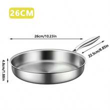 3-Ply Stainless Steel Frying Pan With Lid, Suitable For All Stovetops Up To 600°F, Fast And Even Heating, Compatible With Induction Cooktop, Oven , Dishwasher