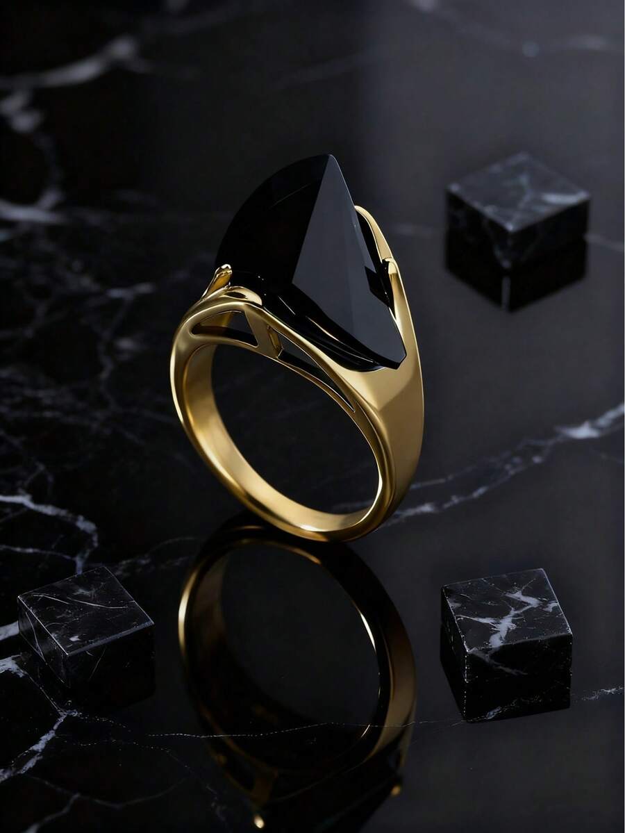 Nhẫn nữ mạ vàng chất lượng cao, tinh xảo, làm từ thép không gỉ 316, đính đá quý màu xanh lá cây tổng hợp, thích hợp làm quà tặng Giáng sinh và Lễ Tạ ơn.