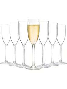 1 Set Reusable Glass Wine Glasses - Champagne Flutes, Ideal For Home Celebrations, New Year Parties, Ramadan Events, Weddings And Gatherings, Mojitos, Sparkling Wine And Cocktails. It Reflects A High-End Party/Luxury Experience. - Multicolor - View 6
