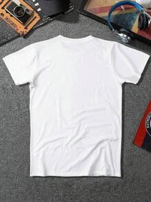Hombres Camiseta con estampado de dibujos animados - Blanco - Ver 3