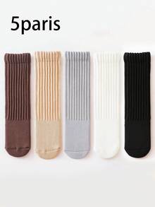 1 Pair Anti-Slip Dot Grip Floor Socks For Toddlers, Comfortable Thick Knit Knee-High Socks