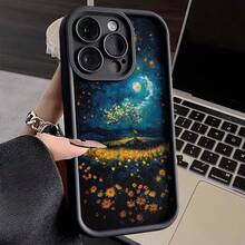 Una elegante funda para teléfono con patrones florales, de luna y de noche estrellada, diseñada para ser tanto estilosa como a prueba de golpes.Esta funda de TPU moderna y duradera es adecuada para las series 16, 15, 14, 13, 12 y 11 Pro Plus Pro. - Colores mixtos - Ver 2