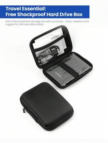 UnionSine 便携式外置硬盘 1TB/500GB USB 3.0 - 含拉链收纳盒，旅行理想之选 | 高速 2.5 英寸硬盘，适用于 PC、笔记本电脑、游戏设备 | 即插即用，轻巧便携