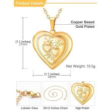 U7 Women Locket Necklace Platinum 14K Gold Photo Lockets That Hold Picture,Chain 20 Inch Person.Alized Gift Custom Love Heart Image Necklaces{Inchcolor_nameinch:Inch03#Gold*2Heartinch} - 03#ذهب*2قلب - مشاهدة 6