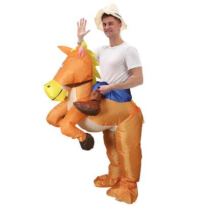 1pc Inflatable Horse Costume Suit, Suitable For 1.5-2m Height, Party Performance Dance Prop Mascot Costume, Adult Funny Inflatable Outfit