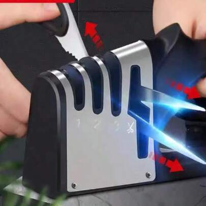 Afiador de facas 4 em 1, pedra de afiar, ferramenta para afiar facas, tesouras e utensílios de cozinha.