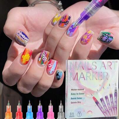 12pcs Fine Tip Nail Art Markers, Nail Art Pen Set, Nail Marker Pens. Suitable For Abstract Lines, Floral Patterns, Vibrant Colors - DIY Nail Art Tools, Professional Nail Art Supplies, Smooth Application, Home Manicure And Nail Salon Use, Perfect Gift For Women