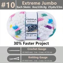 Chunky Yarn Hand Knitting - #10 Chunky Chenille Blanket Yarn, Jumbo Big Thick Chunky Yarns Crocheting, Tie Dye Bulky Knit Yarns, 8 Skein 25 Yds 8 Oz Each Skein SageKhaki - 8 件裝 + 彩虹色和白色 - 查看 2