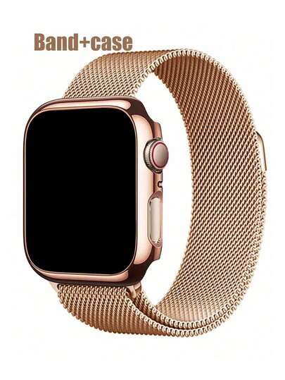 Compatible With Apple Watch Band And Case: Stylish, Soft, Breathable, And Adjustable. Features A Circular Braided Stainless Steel Magnetic Band And A Two-In-One, Drop-Resistant, Scratch-Resistant Tempered Glass Pc Case. Compatible With Apple Watch Series Ultra, 11/10/9/8/7/6/5/4/Se, And 40/41/42/44/45/46/49 Mm Bands And Cases. The Milanese-Style Band And Minimalist Case Provide A Comfortable Fit.