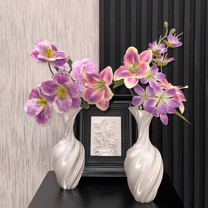 1pc 3D Printed Artistic Creative Abstract Vase, Simple And Luxurious, With A Twisted Vintage Design For Flower Arrangement Decoration, Suitable For Various Settings Such As Rooms, Living Rooms, Hotels, Bathrooms, Dates, Bookshelves, And Public Spaces.