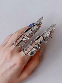Punk Hip Hop Armored Couple Rings, Multi-Layer Adjustable Saturn Shaped Open Band Rings,