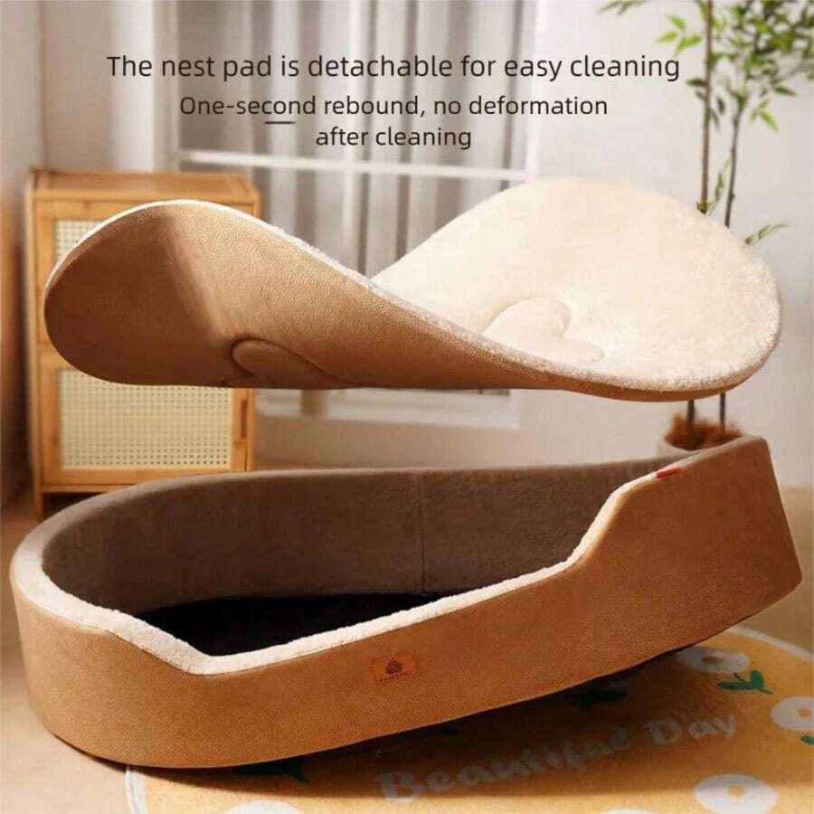 1pc Pet Bed, Removable & Washable, Suitable For All Seasons, Scratch & Bite Resistant Dog/Cat Bed, Thick, Dirt-Resistant, Durable Pet Mattress - Rust Brown - View 1