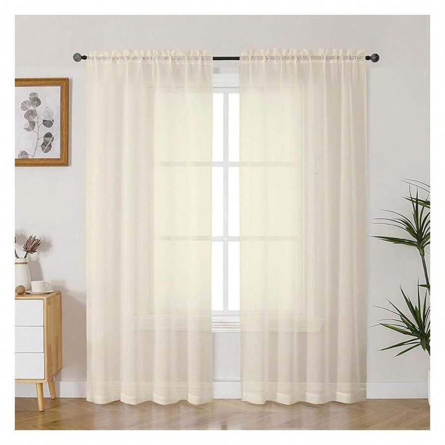 Sheer Curtains 72 Inches Long 2 Panels Set, Voile Light Filtering Sheer Curtains For Living Room, Lightweight Rod Pocket Window Treatments Drapes, Each 42" Wx72 L, - Multicolor 147 - View 1