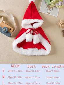 1 件寵物聖誕服裝、帽子和紅斗篷聖誕老人衣服適合狗和貓,紅色