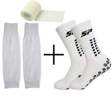 3pcs/Set Anti-Slip Dot Grip Soccer Socks, Running Socks, Hiking Cycling Socks With Leg Sleeve Bandage - Multicolor - View 3
