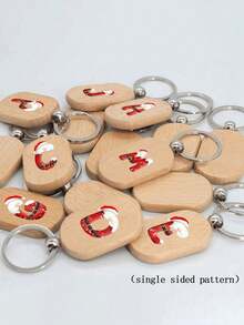 1 قطعة من سلسلة مفاتيح خشبية بنمط الحروف A-Z لخلق جو احتفالي، ديكور حقيبة بطراز عيد الميلاد، قلادة، زينة، تميمة، علامة، خفيفة الوزن وقابلة للحمل، فاخرة، قلادة خشبية بالحرف الأول، هدية صغيرة إبداعية، قلادة حقيبة، علامة خشبية، سلسلة مفاتيح، اكسسوارات DIY، هدايا حفلات العطلات