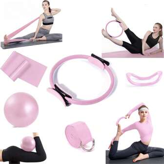 1 uppsättning Pilates träningsutrustning, inklusive Pilates Circle, Pilates Pull-bälte, Yoga Stretch-hjälpbälte, Yoga Stretching Ring, 25 cm Matt Explosionssäker Yogaboll, Hem Pilates Utrustning för kvinnor, Fitness och Kroppsformning, Stretching Och Hunchback Correction, Elastic Stretching And Equipment Yoga Aux Suitable Fitness And Equipment Gym och familjer för kvinnor