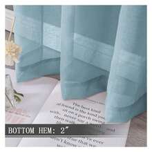 Sheer Curtain Linen Textured Bedroom Curtains Sheer Light Filtering Rod Pocket Voile Curtain For Living Room, 54 X 95 Inches Long, Dusty Blue,Of 2 Panels - Multicolor 989 - View 3