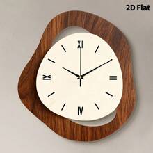 2D平面1件装现代简约家居装饰静音石英挂钟，无滴答声，适用于客厅、卧室和办公室，时尚卧室挂钟装饰，独特个性化，超清晰读时，适用于客厅、卧室、办公室时钟装饰。 - 彩色 - 查看 11
