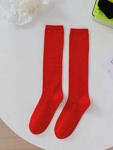 1 Pair Children's Solid Color Knee-High Socks, Casual & Versatile For Girls Aged 8-16, Suitable For Boys And Girls Aged 10-16, Autumn/Winter