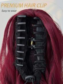 Ekstensi Rambut Ekor Kuda Sintetis Tahan Panas Bergelombang 18 Inci, Jepitan Cakar Merah Anggur, Cocok untuk Wanita untuk Natal, Pesta Halloween, dan Penggunaan Sehari-hari - Burgundy - View 11
