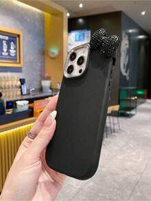 Compatible With IPhone 17/17 Air/17 Pro/17 Pro Max/16/16 Pro/16 Plus/16 Pro Max 16 15 14 13 12 11 Pro Max X XR 7 8 Plus. Cute 3D Full Diamond Bow Glitter Pink Soft Phone Case, Fashionable And Shock-Resistant - 黑色 - 查看 6