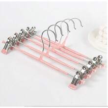 5-10Pcs Pants Hangers With Clips Adjustable Skirt Hangers For Women Non-Slip Trousers Hanger For Jeans Clothes Hangers For Pants - 粉色 - 查看 12