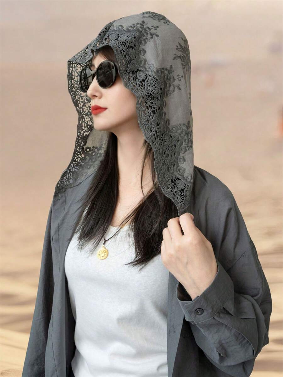 女式镂空钩针连帽长袖衬衫，宽松时尚休闲衬衫，轻薄，适合秋冬