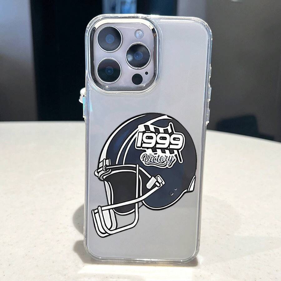 1 Funda de Teléfono de Material Suave Transparente con Tema de Fútbol Americano, Adecuada para iPhone 16 Pro Max/11/12/13/14 Plus Series - Moderna y Resistente a Impactos, Regalo Perfecto para Entusiastas del Deporte - Color transparente 2 - Ver 1