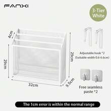 Organizador de archivos de escritorio de malla de 5 niveles, soporte de organización de documentos de montaje en pared colgante, estante de soporte de carpetas de papel de correo Vertical de escritorio - Blanco - Ver 8