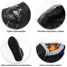 Botas de nieve para mujer, botines cálidos, impermeables, cómodos, sin cordones, para exteriores, con forro de piel, zapatos de invierno para mujer - Azul - Ver 4