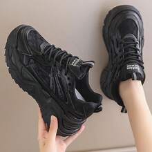 Judxsious Zapatos Caminar Cómodos de Plataforma para Mujer Zapatos de Tenis Transpirables de Moda - Negro - Ver 6