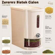 RAINWHISPER Elegant Rice Dispenser With Measuring Cup, Upgraded Built-In Insect Repellent Box, Covered Sparrow Dispenser Storage Multi-Functional Plastic Rice Container, Suitable For Home Kitchen Meal Storage Box, Reusable, Lockable, Rectangular Shape - White 10 Catties - View 7