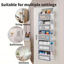 Behind The Door Hanging Cloth Storage Storage Box, Above The Door Storage Box, Hanging Wardrobe Storage Storage Box, 5 Large Capacity Pockets, Suitable For Bedroom, Bathroom, Food Storage Room, Home Storage 5-Tier - 灰色 - 查看 5
