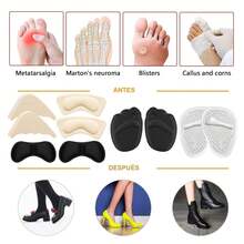Almohadillas de Talón, Rellenador de Zapatos y Metatarsianas Adheribles Antideslizante y Reutilizables para Zapatos de Mujer y Hombre, Plantillas de Bola para Pies Aliviar el Dolor de Pies - Negro - Ver 5