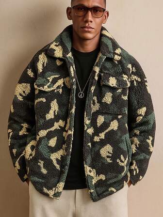 Men's Casual Fashionable Outdoor Fleece Collar Jacket, Autumn/Winter