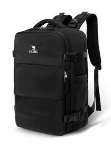 CAMEL CROWN Mochila de gran capacidad, nueva mochila de senderismo, estilo coreano, viaje casual, bolsa de ciclismo al aire libre, adecuada para hombres y mujeres - Negro - Ver 2