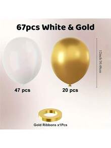 67 piezas de globos de látex blancos y dorados de 12 pulgadas, globos metalizados dorados y blancos adecuados para decoraciones de fiesta de cumpleaños, graduación, boda, despedida de soltera, también para decoraciones de fiestas de cumpleaños, bodas, San Valentín, Halloween, Navidad