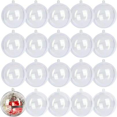 20 Pack Clear Plastic Fillable Ornament Ball 3.15''/80mm For ChristmasHoliday Wedding Party Home Decor Gift
