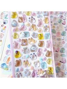 2/1pc Cartoon 3D Embossed Diamond Stickers - Cute Animal & Food Designs, High Gloss Effect, Vibrant Colors, Suitable For DIY Crafts, Scrapbooking, Laptops, Phones, Water Bottles, Diamond Art Stickers, Fun Designs, High Quality Decals, Decorative Stickers, Creative Decoration. [Random Style & Color Variations]